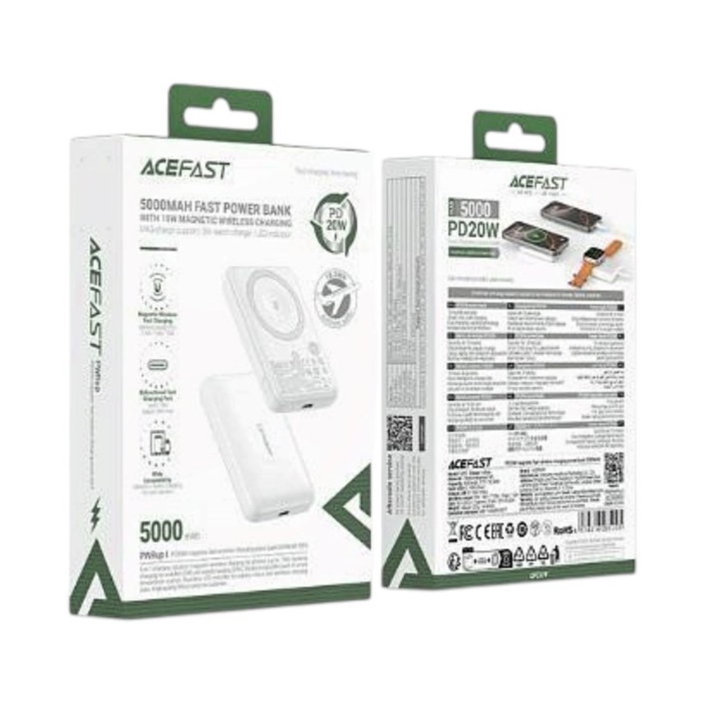 מטען נייד מגנטי Acefast M25 | ‏3 ב־1 | ‏5000mAh | לאייפון ולשעון