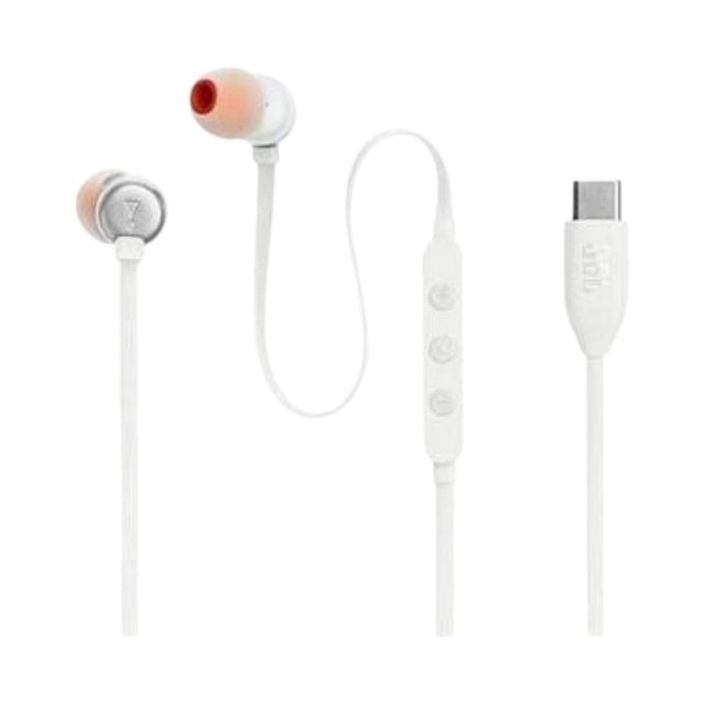 אוזניות חוטיות JBL Tune 310C | חיבור USB-C | עם מיקרופון | לבן