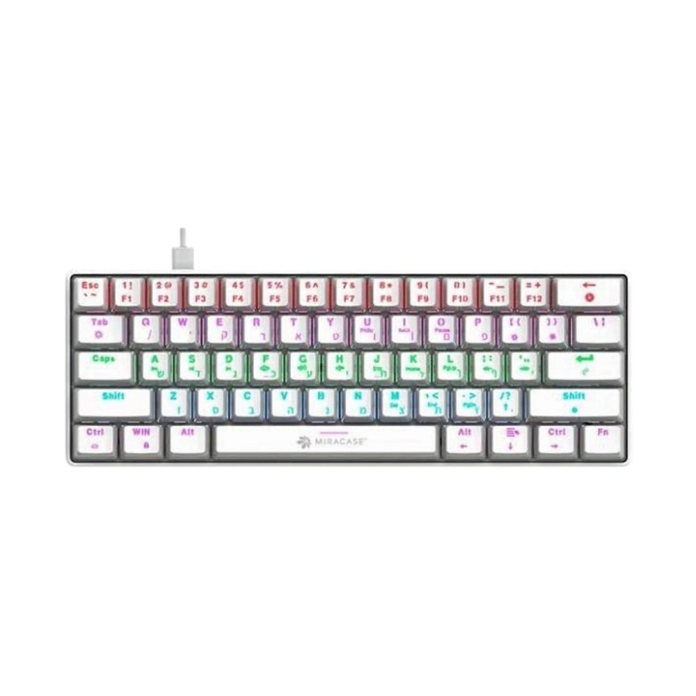 מקלדת גיימינג מכנית חוטית Miracase MMCK100 RGB – סוויץ' אדום – לבן