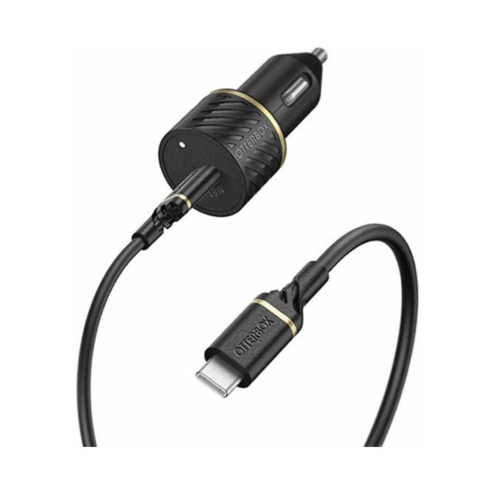 סט מטען רכב מהיר OtterBox 18W | כולל כבל USB-C ל-Lightning | שחור